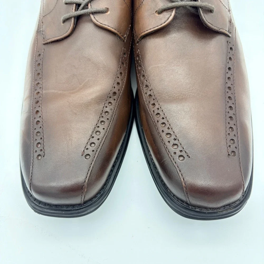 Stacy‎ Adams Mens 10.5 Square Toe Oxfords Brown Leather Memory Foam